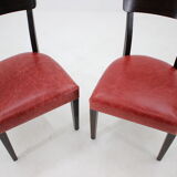 1950s Red Leather Dining Chairs for UP Czechoslovakia, Set of 4