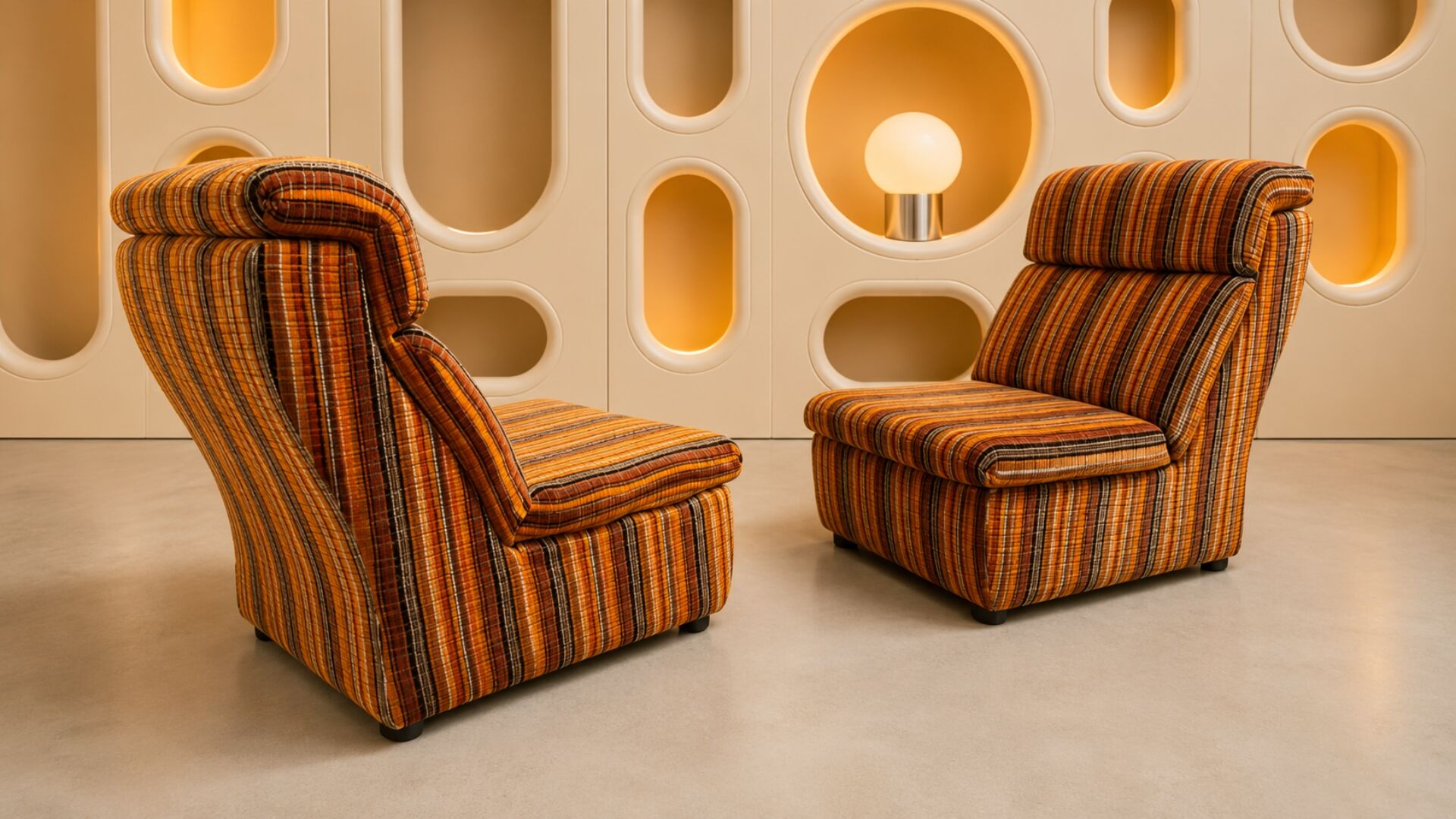 Superbe paire de chauffeuses Space Age des années 70"