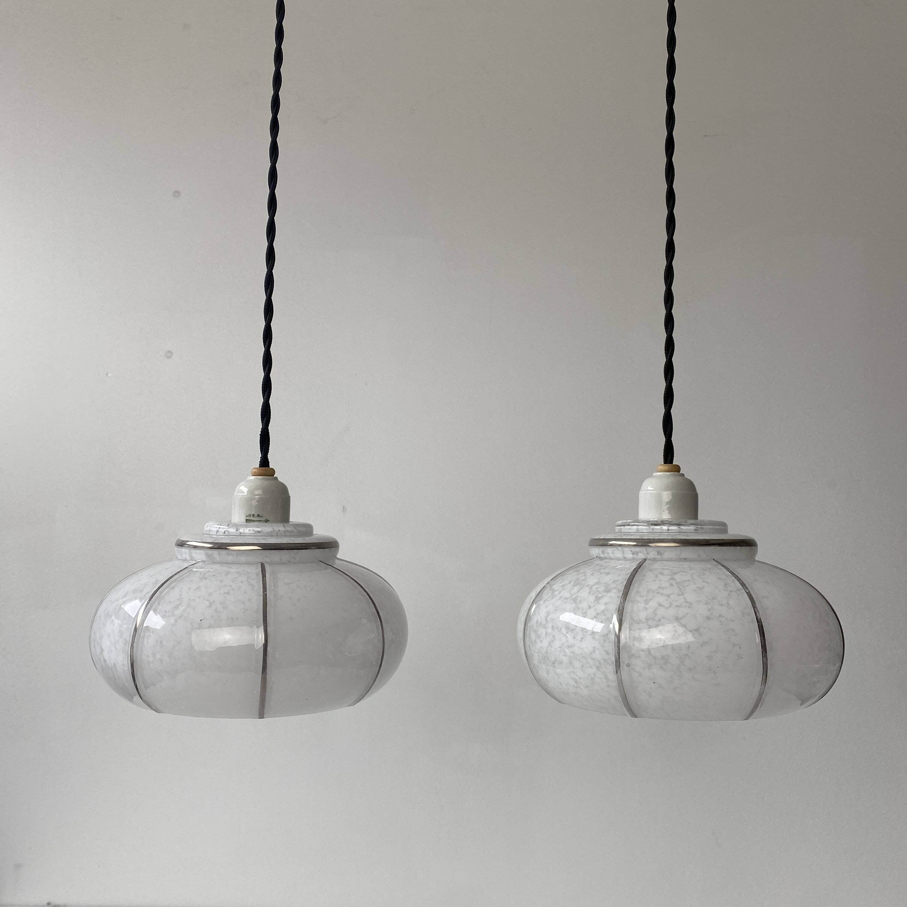 Pair of old art-deco pendants