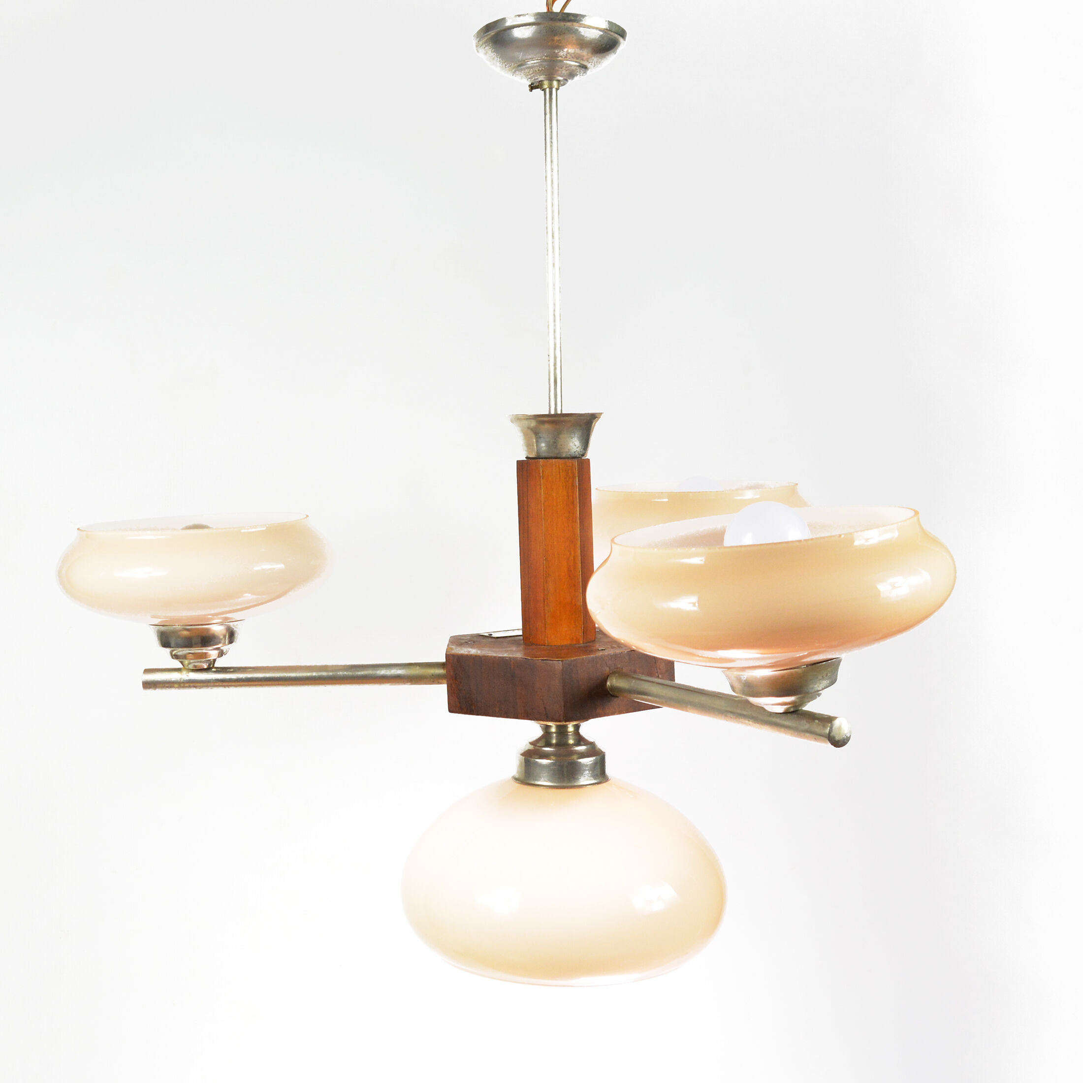 1950s art deco chandelier, Spółdzielnia Pracy Metal Kraków, Poland