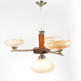 1950s art deco chandelier, Spółdzielnia Pracy Metal Kraków, Poland