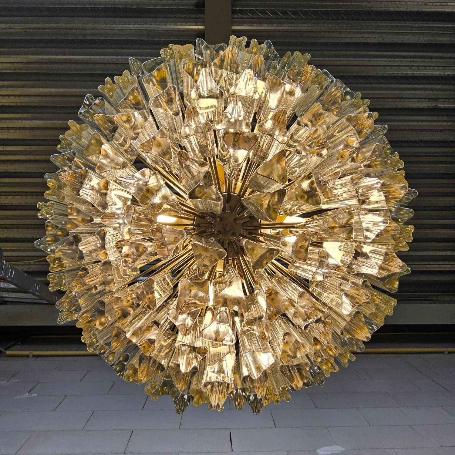 Vintage Italian crystal chandelier Venini Triedi Murano (1960s)