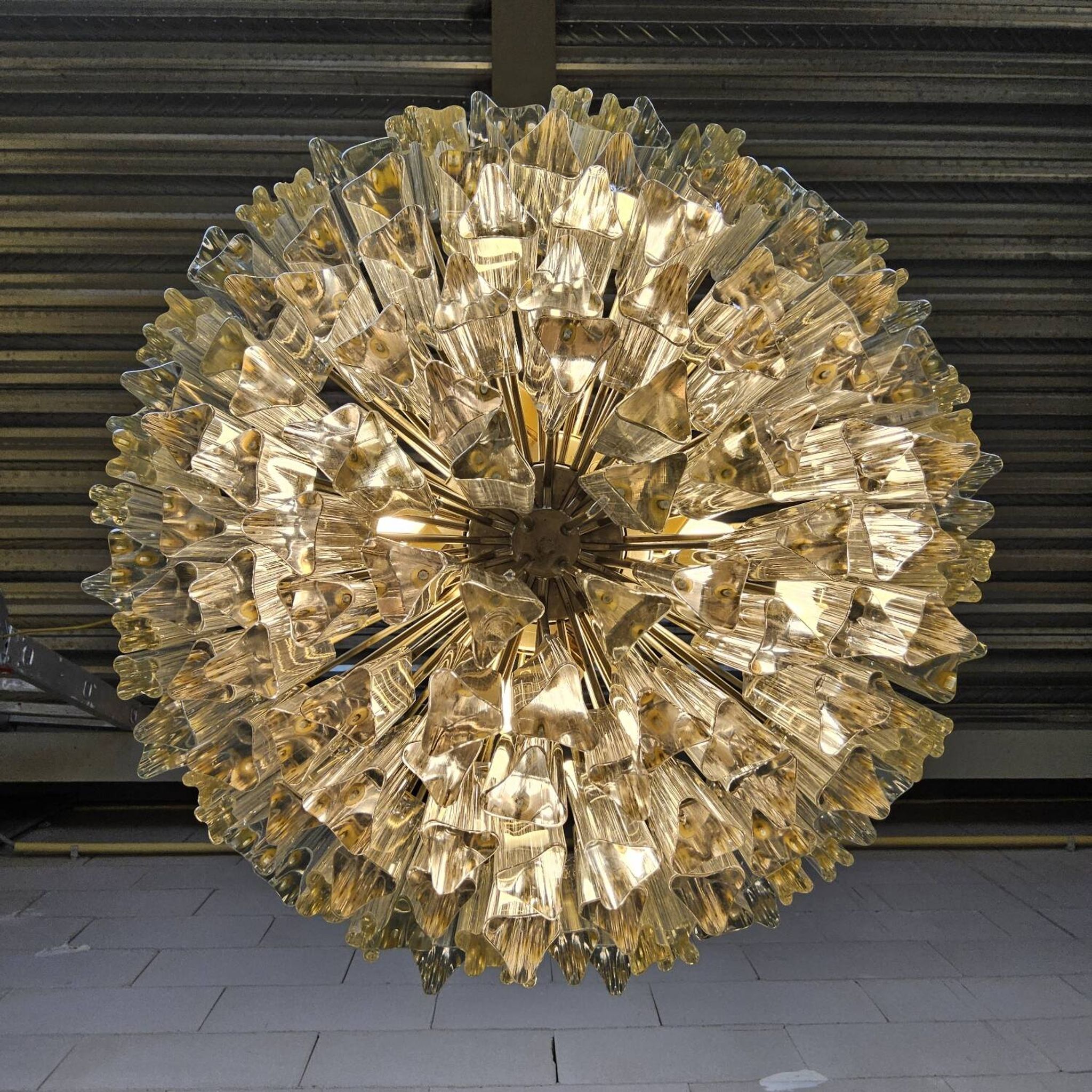 Vintage Italian crystal chandelier Venini Triedi Murano (1960s)