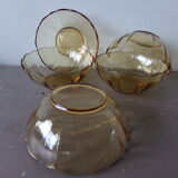 5 cups or ramekins in amber glass