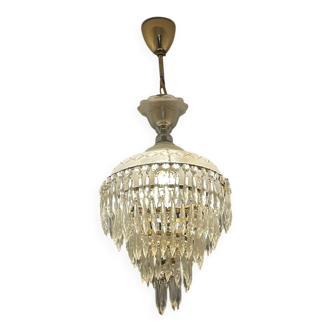Lustre à pampilles verre et laiton