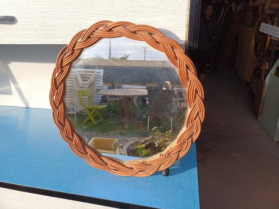 Vintage rattan mirror