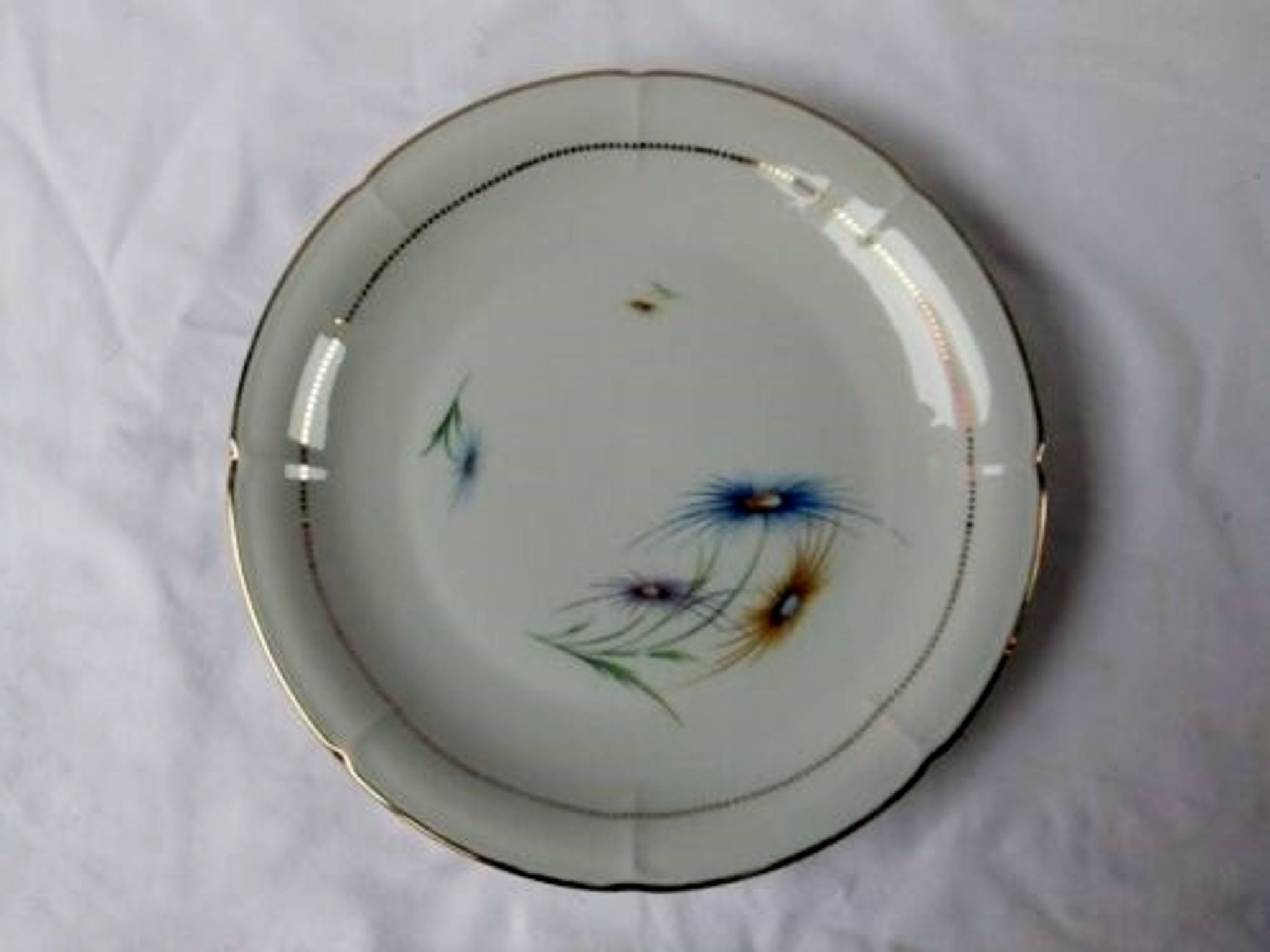 Old dish porcelain of limoges Vierzon gilding vintage flowers table service