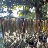 Trio de petits vases torsadés en verre fumé années 70