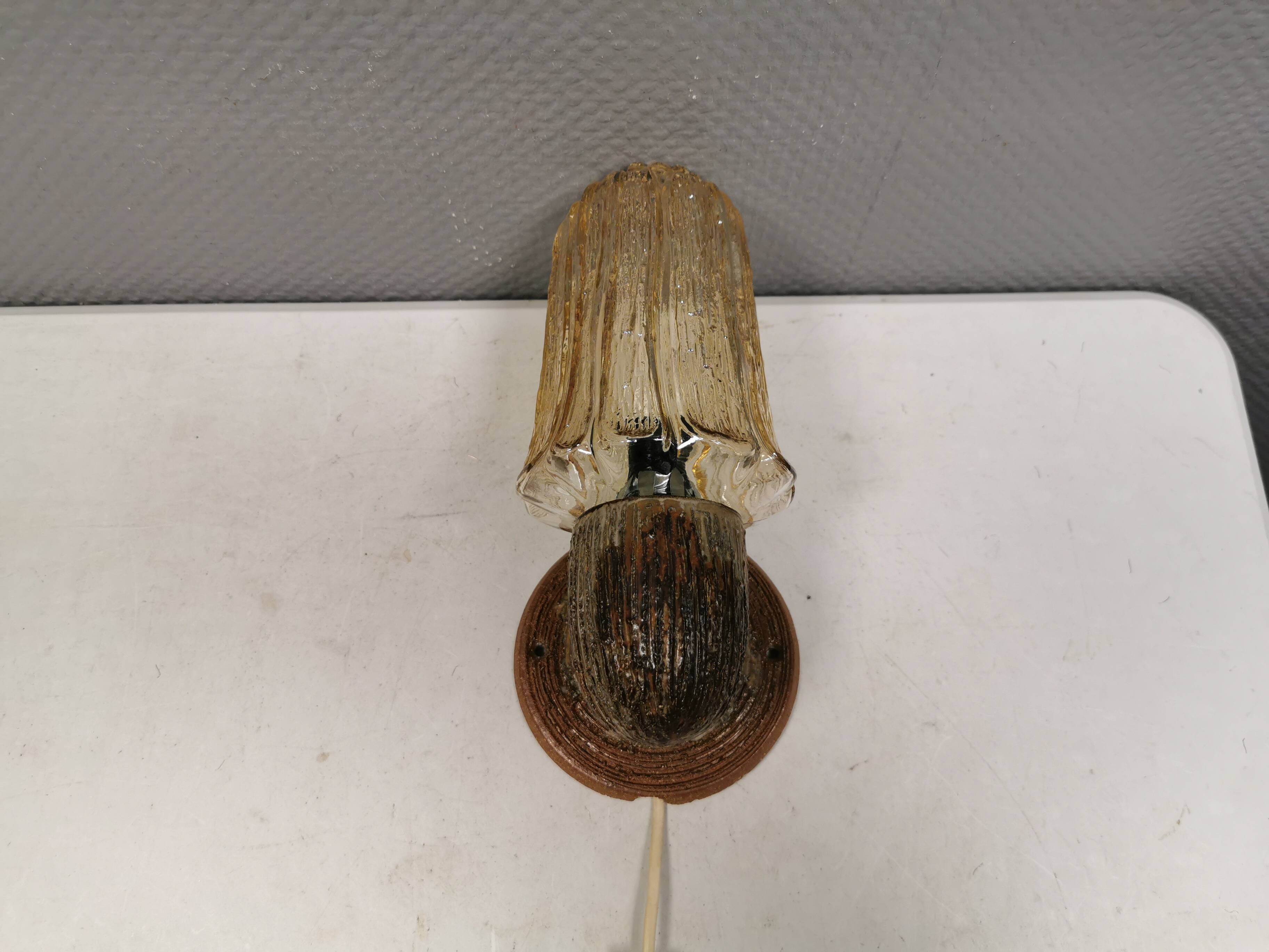 A ceramic wall lamp with a hard-pressed glass shade, Axella Denmark 1970s