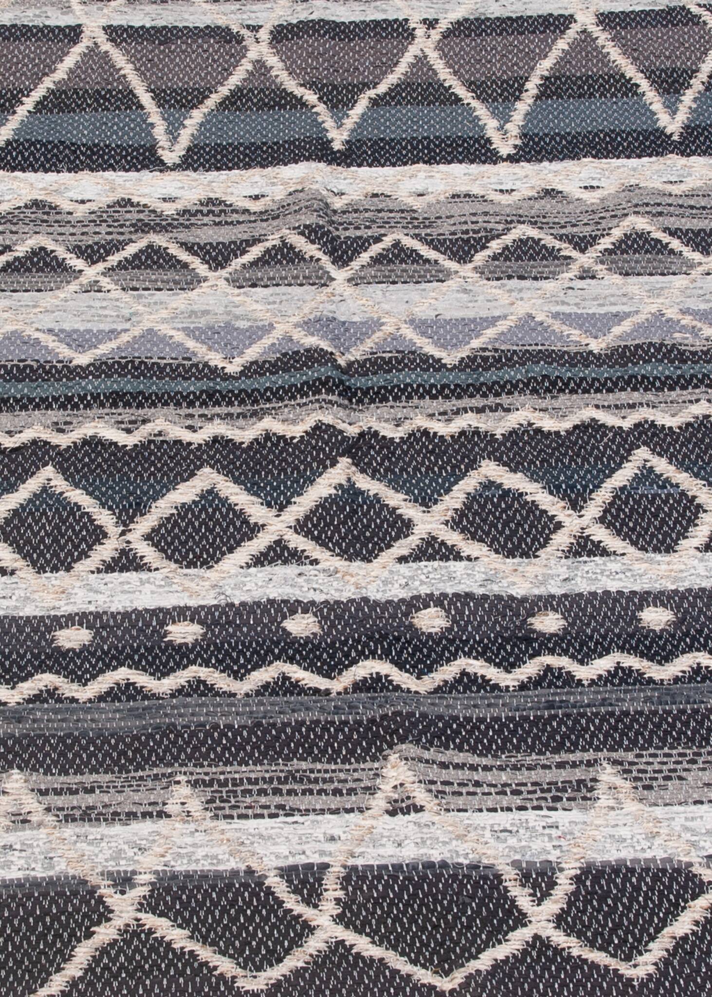 Recycled cotton handcrafted rug - Reversible - Grey