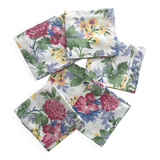6 serviettes de table à fleurs en coton vintage