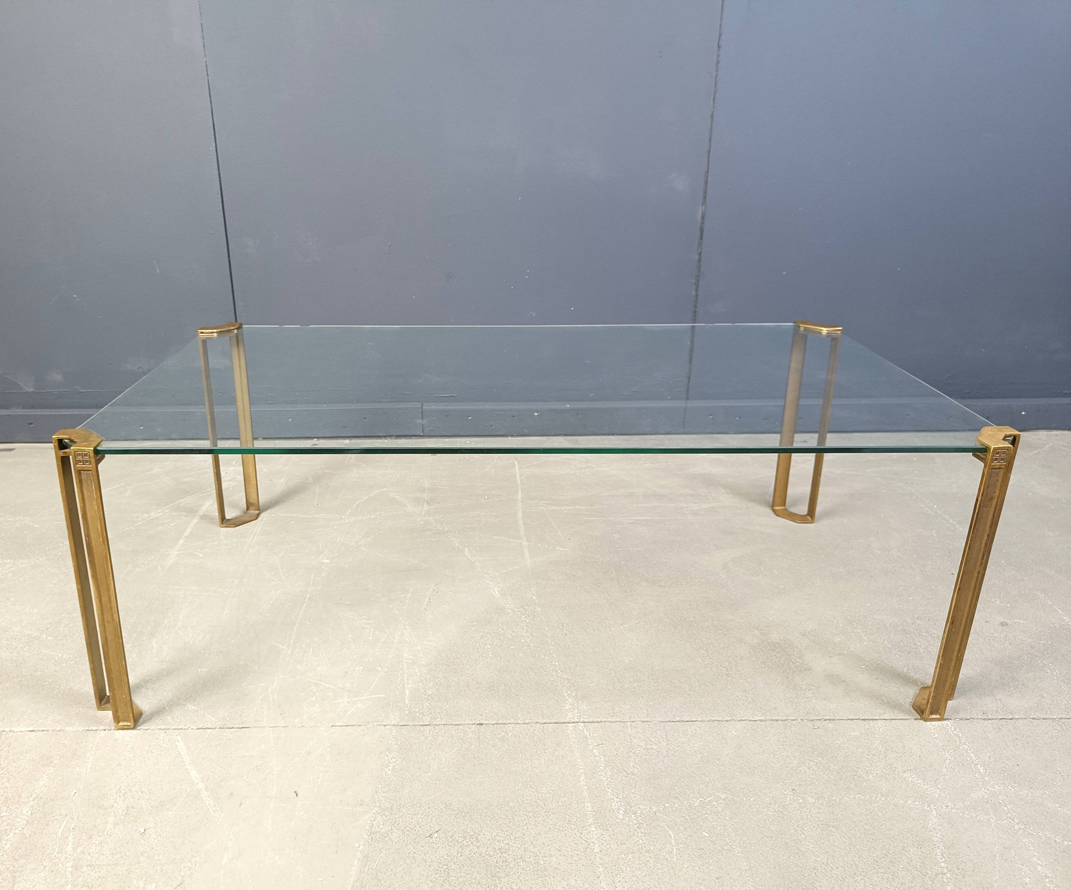 Peter Ghyczy T24 Pioneer Glass and Cast Brass rectangular Coffee