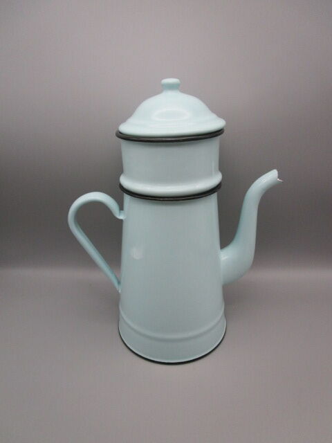 Old white enamelled coffee maker