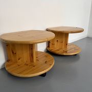 Table d’appoint bout de canapé X2 pin massif design années 70