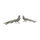 Couple of silver metal pheasants