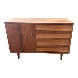 Vintage blond walnut sideboard 1 door 4 drawers