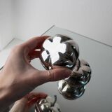 Silver-plated vintage Christian Dior Pumpkin set: two lidded metal bowls with removable integrated lighter, 1970s