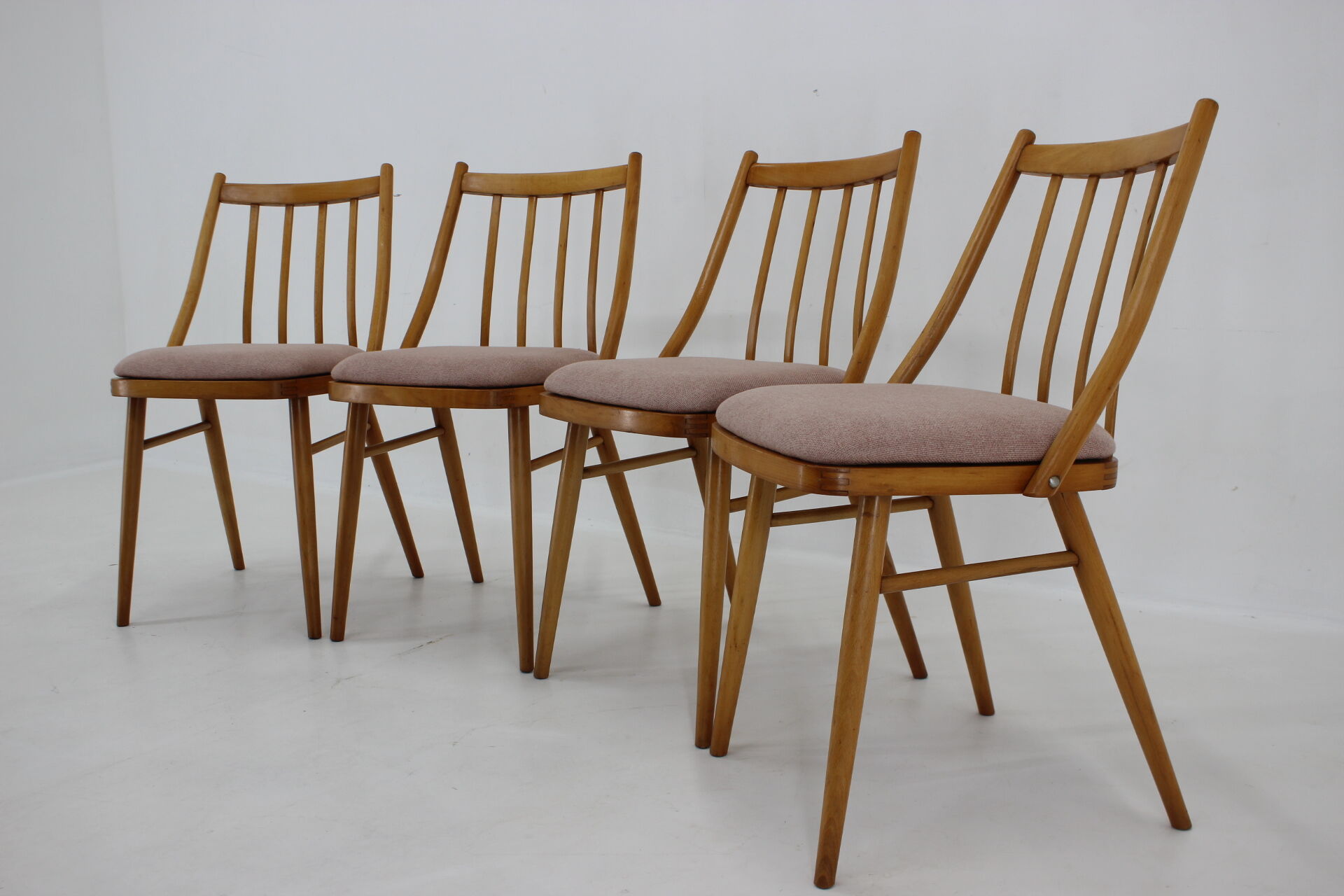 1970s Antonin Suman Beech Dining Chairs, Set of 4