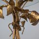 Mid-century side table in gilded metal with roses and glass top, 1970s