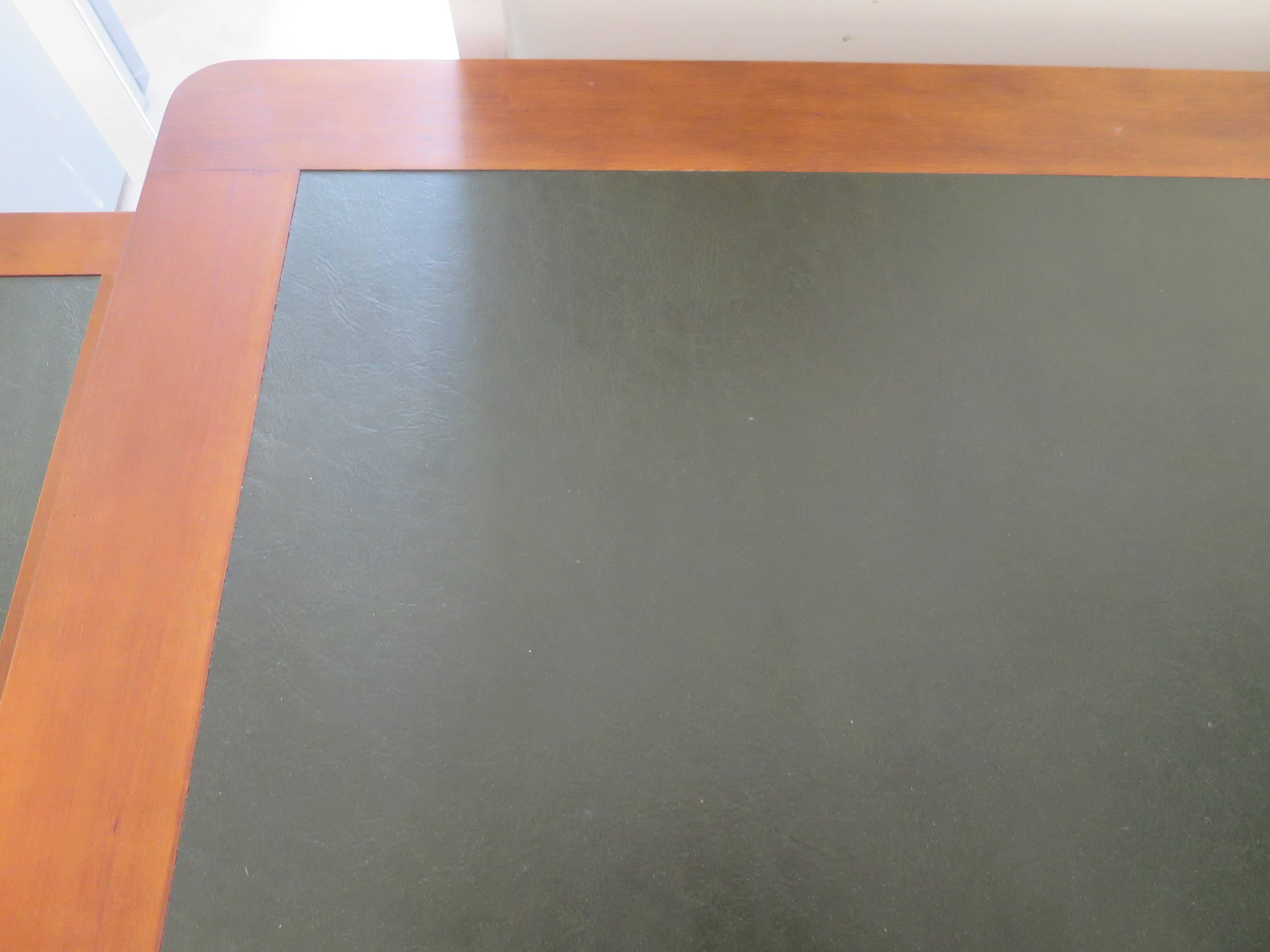 minister's desk - 2 drawers - solid wood - faux leather writing pad - Louis Philippe