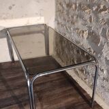 70's smoked tubular table