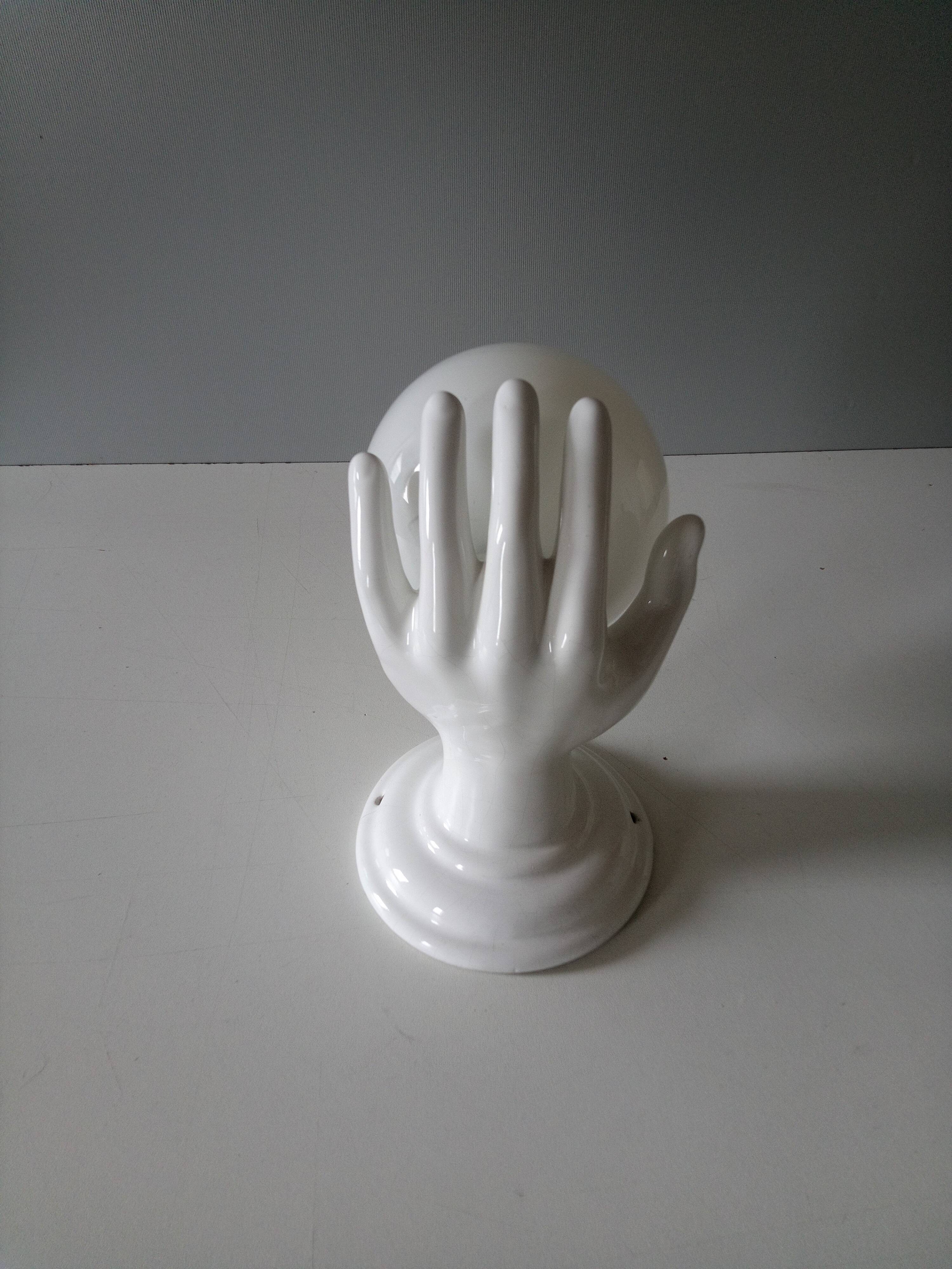 Applique main céramique blanche et opaline 1970
