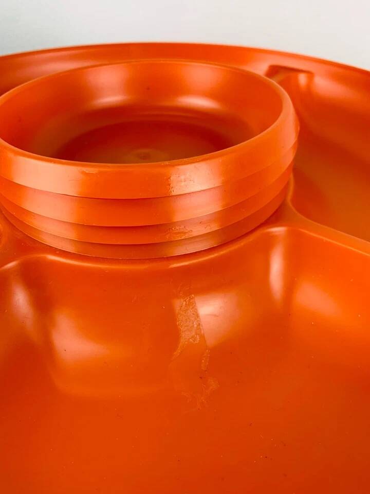 Vintage 1970s orange plastic Prisunic Flair aperitif platter