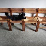 4 straw and wood chairs