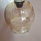 Hanging lamp vintage glass lightly smoked amber