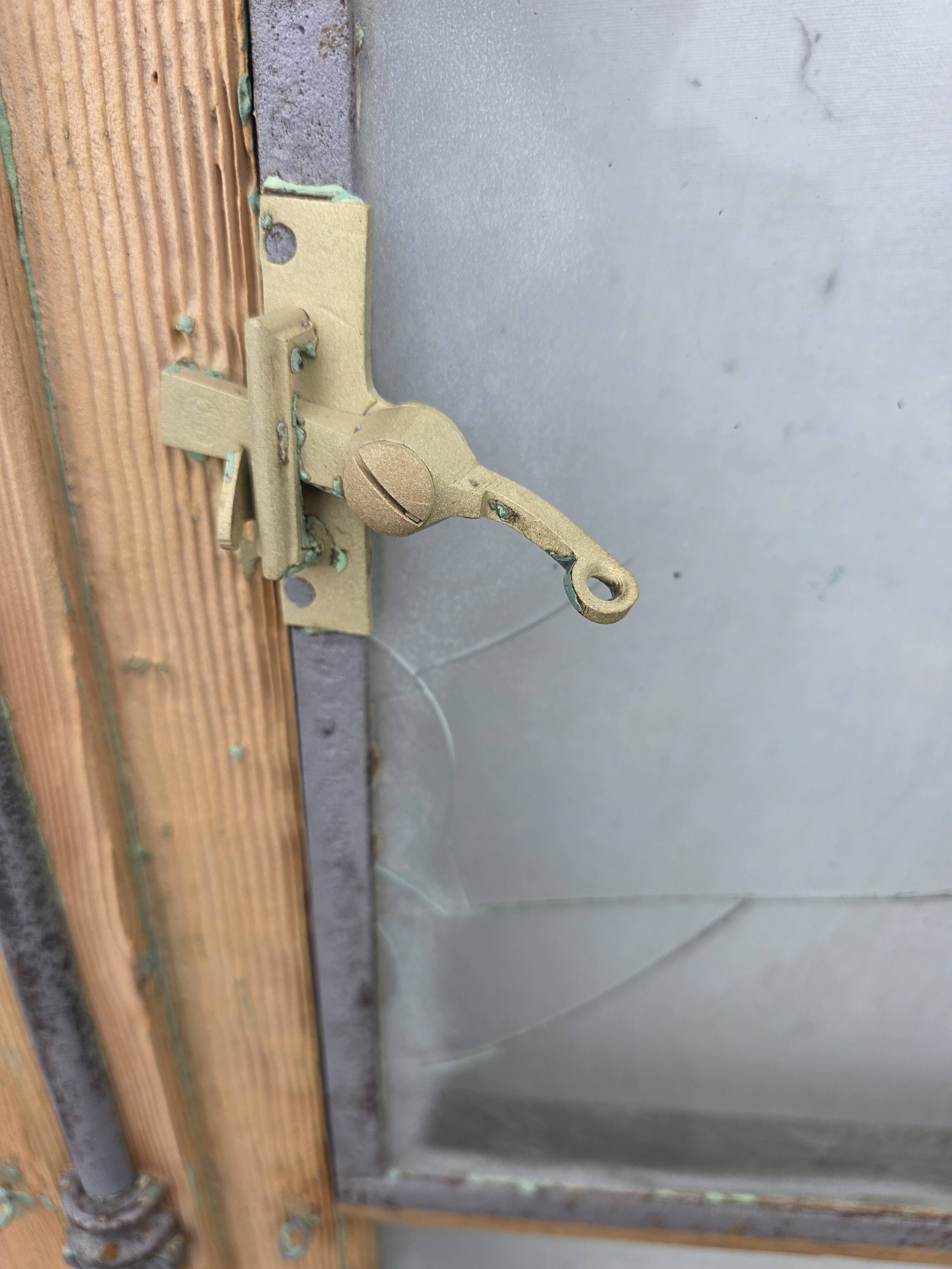 Old fir window with frame (one opening pane)