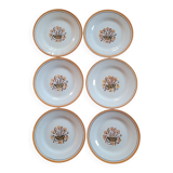 6 assiettes à dessert faïence de Montereau - Décor floral, circa 1950-