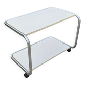 Table d'appoint tubulaire 2 niveaux style Bauhaus acier tubulaire 1970s