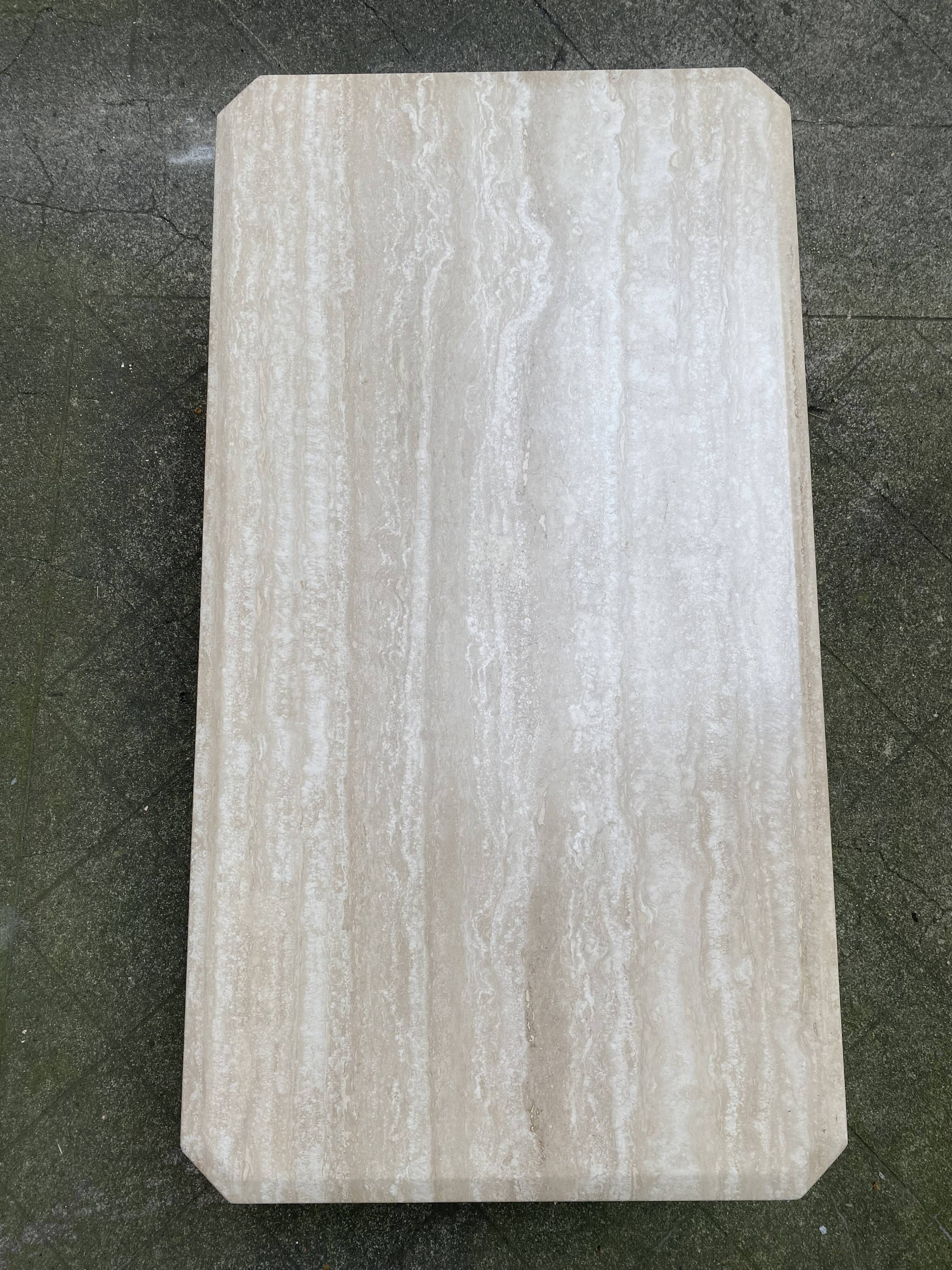 Rectangular travertine coffee table