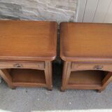 Pair of rustic oak bedside tables, from the 80s