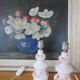 Pair of porcelain bedside feet floral pattern