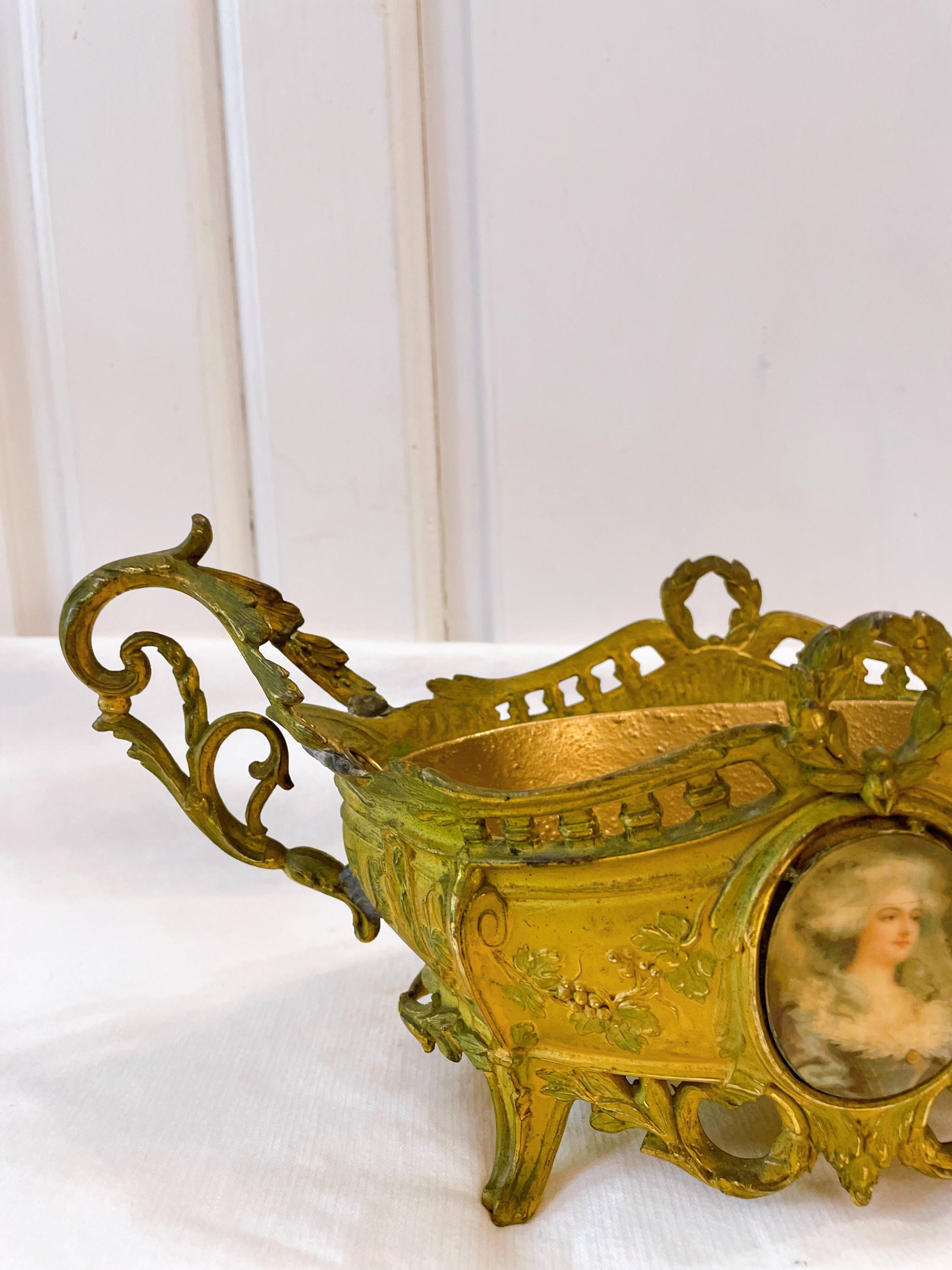 Antique planter or centerpiece in recess