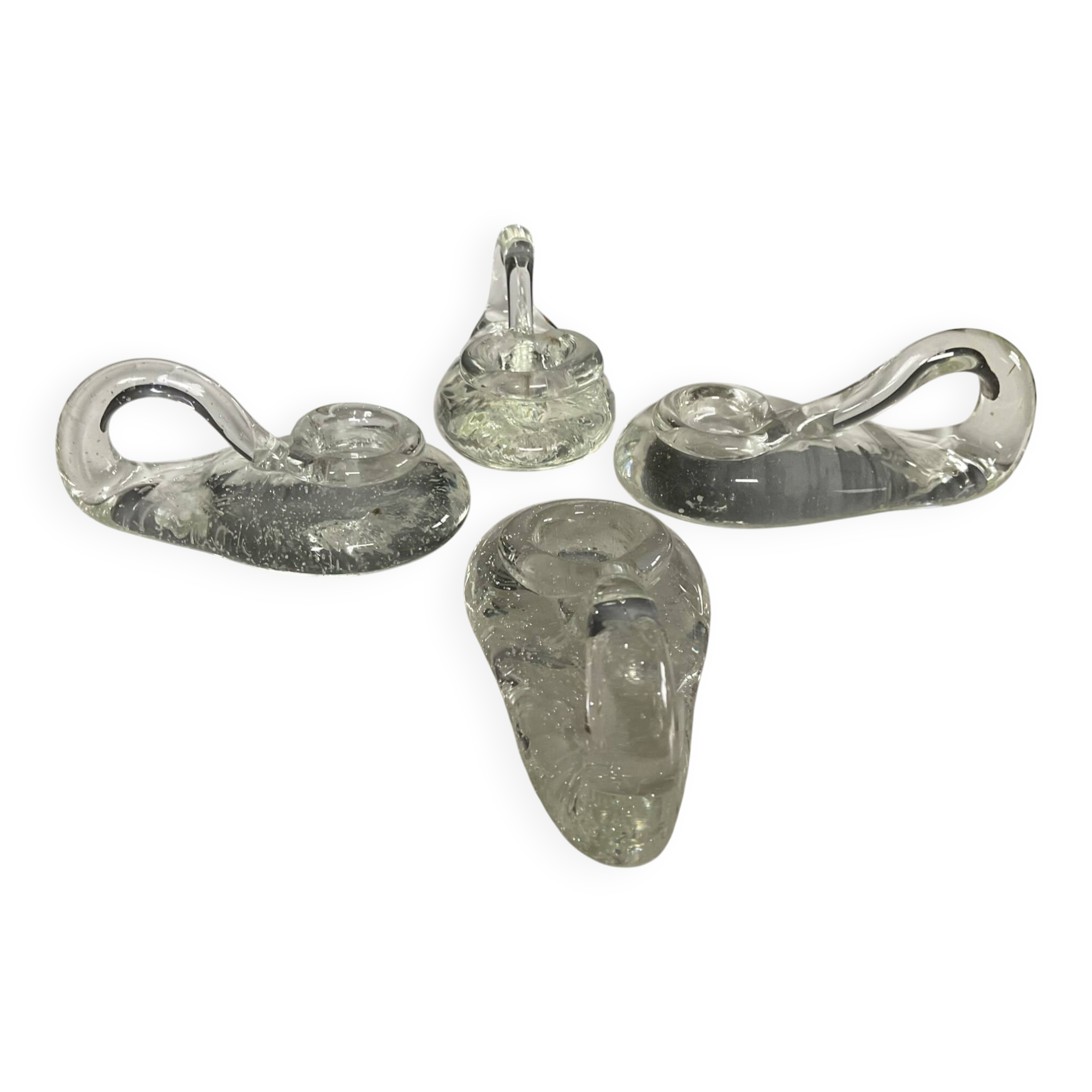 Set of 4 Schneider France crystal candle holders from the 1970s.