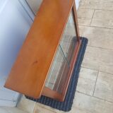 Vintage wood and glass shelf with mirror bottom