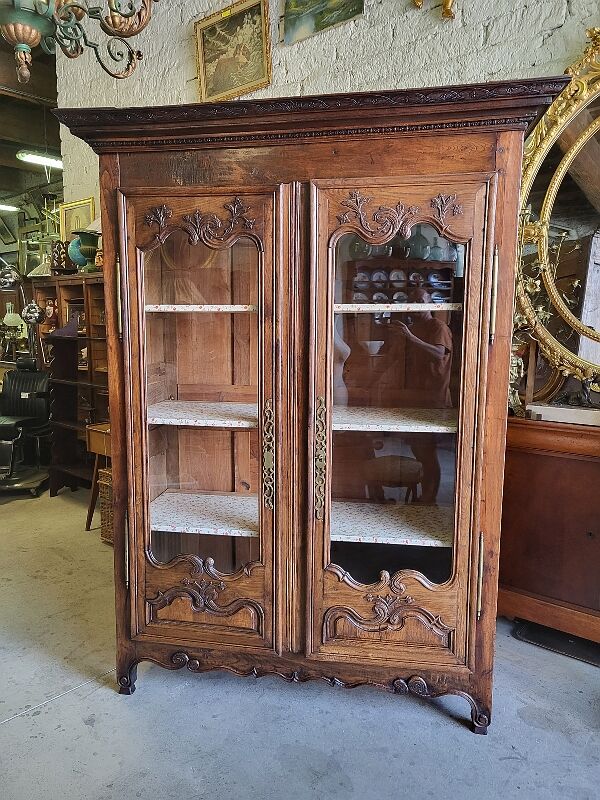 Showcase bibliotheque louis xv in chene of the xix th century