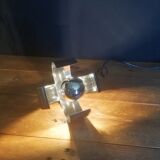 Space age wall applique metal flower 1970s