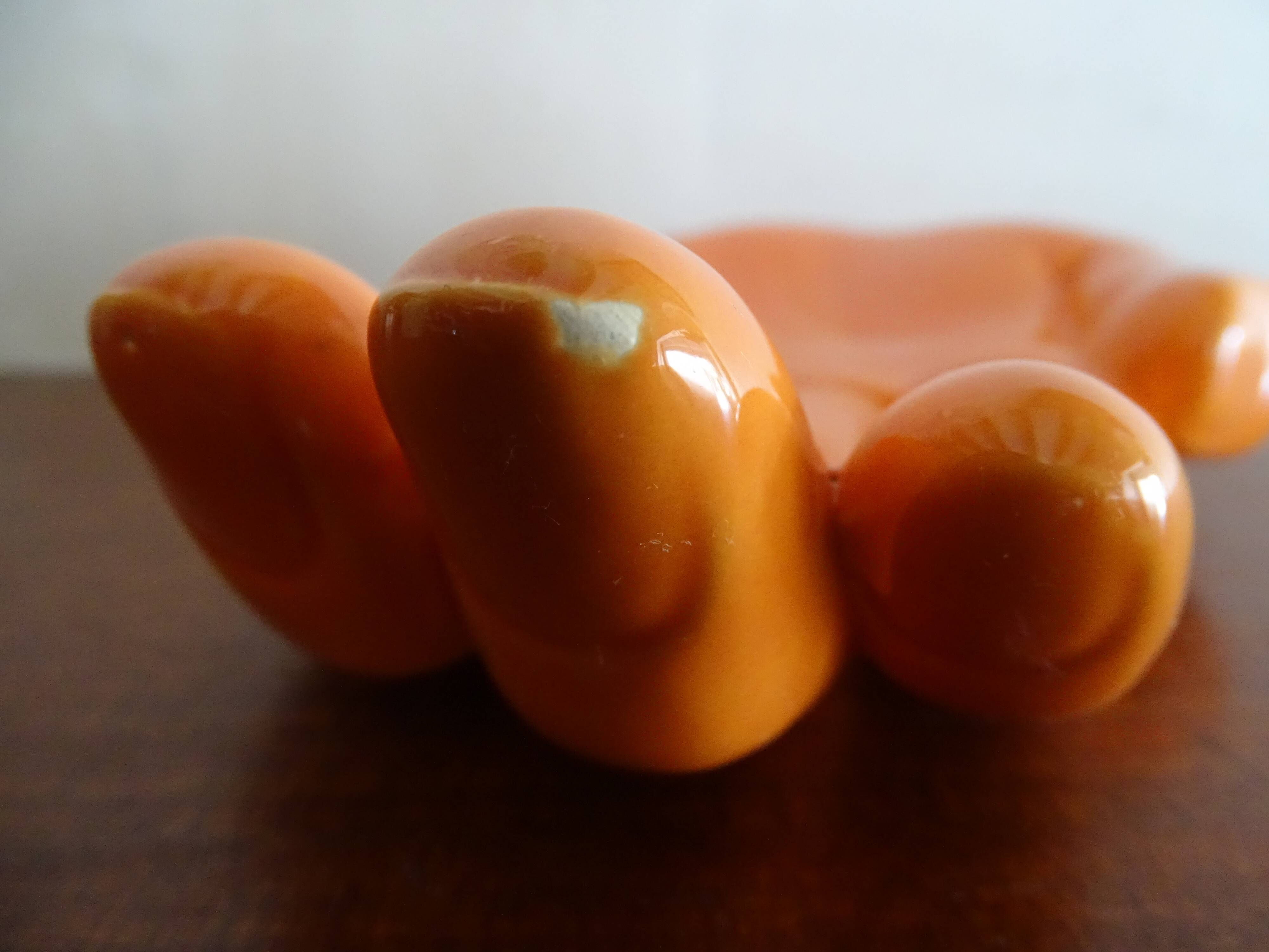 Empty pocket hand vintage ceramic orange
