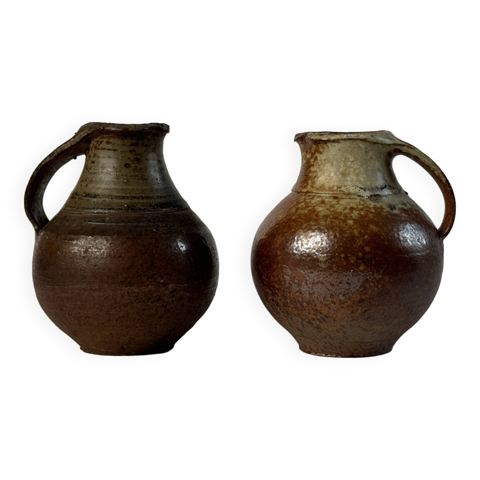 Pair of small Jacky Coville stoneware pitchers, 1970