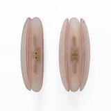 Paire d'appliques murales Fontana Arte de style moderne du milieu du siècle en verre de Murano rose