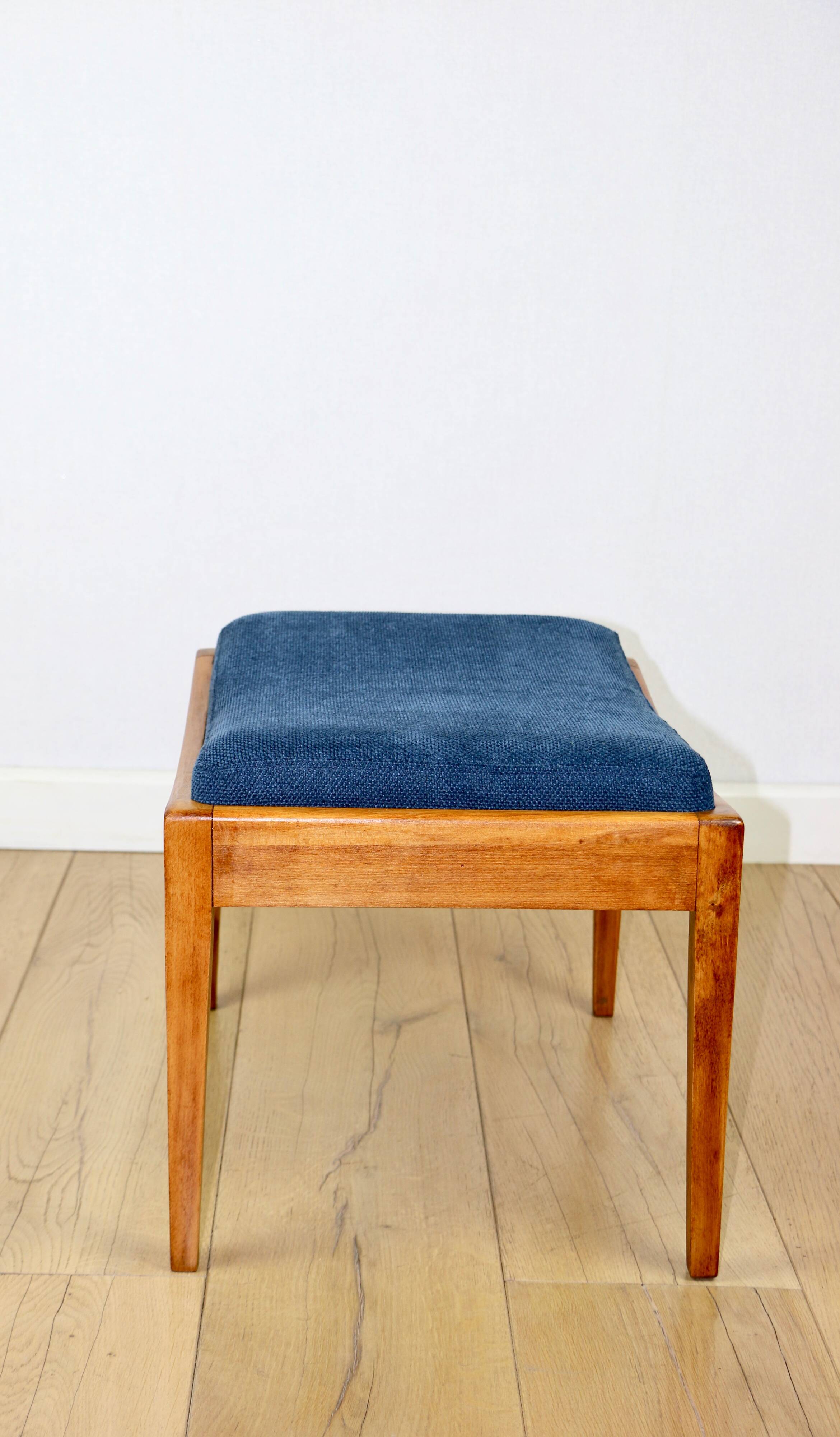 Stool seat navy blue structural fabric Art Deco - 2 pieces available