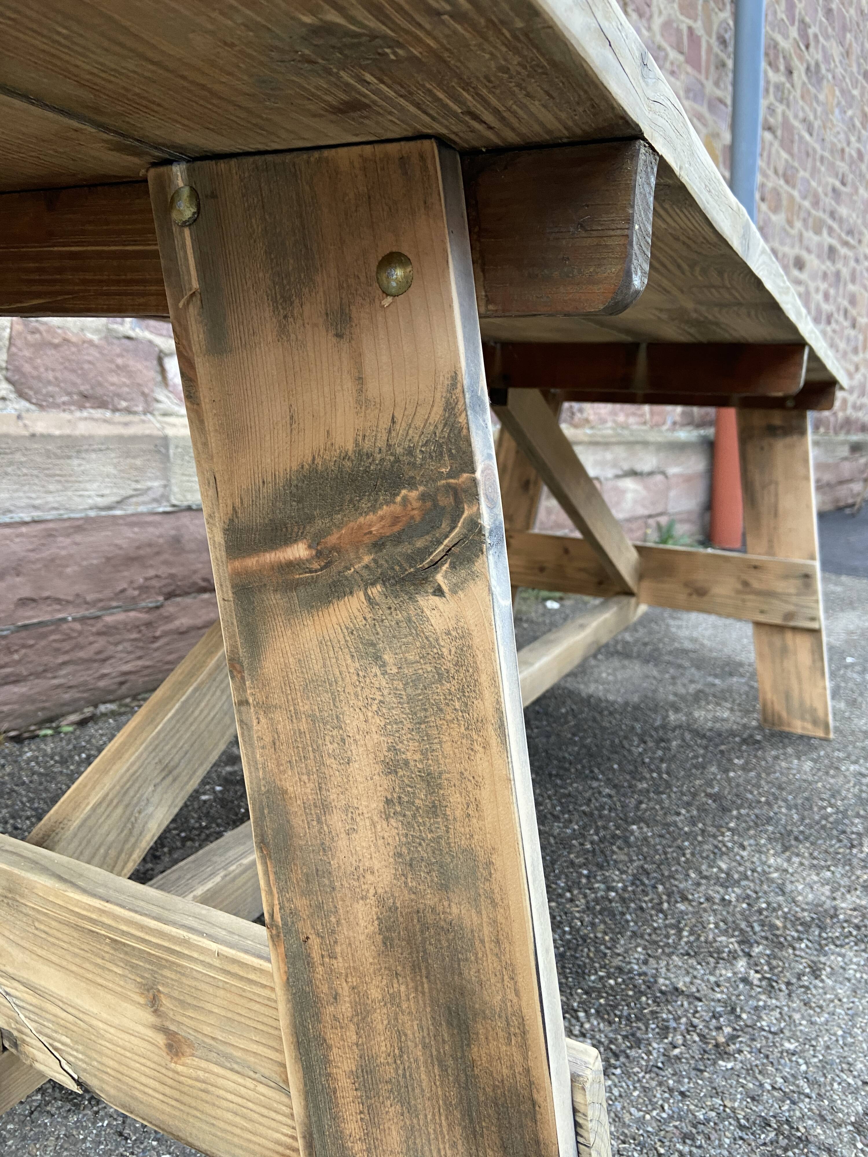 Large country farm table 240 cm in raw natural wood brewery fir