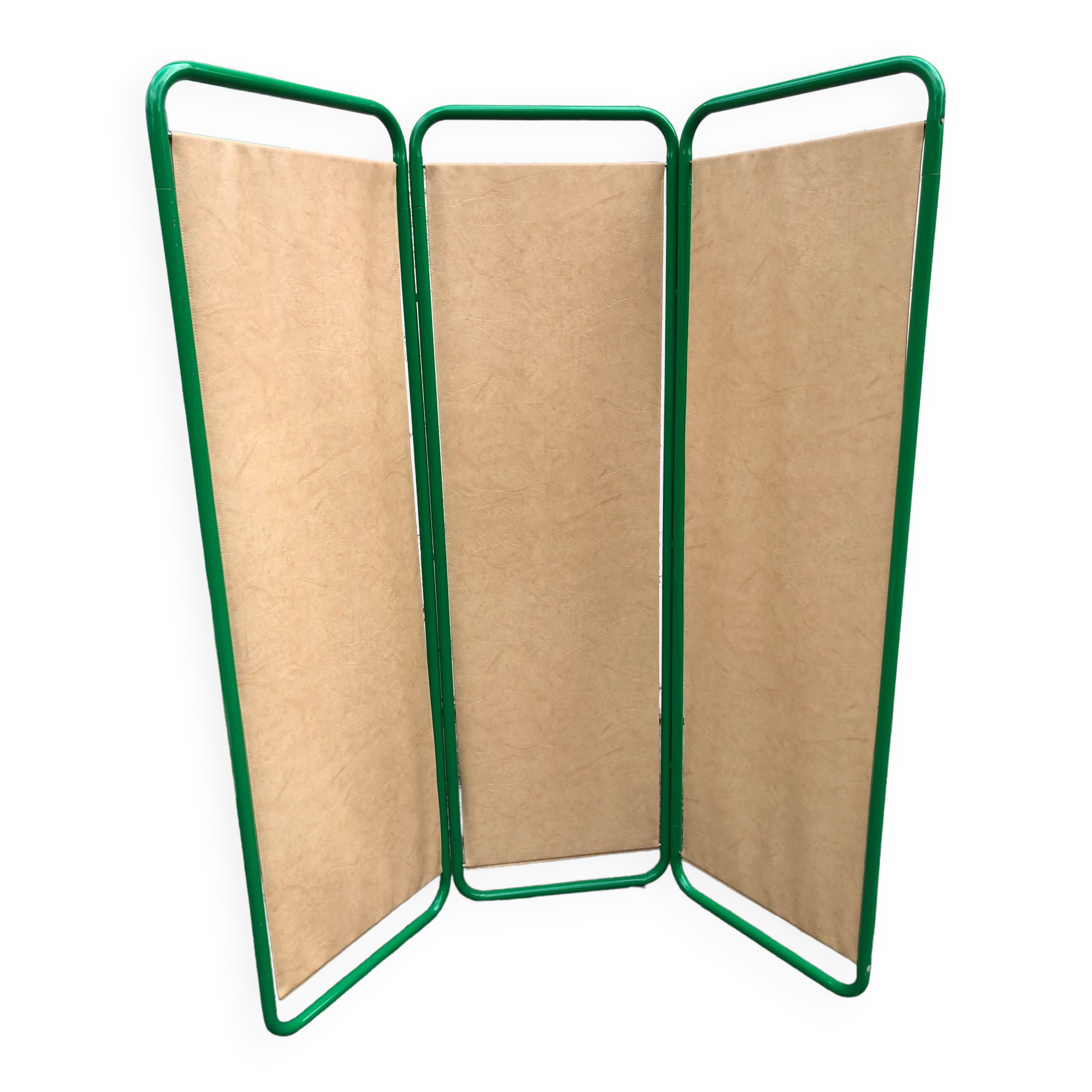 Green tubular vintage folding screen, 1980