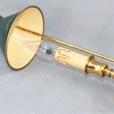 Pair of lamps bronze conical lampshade Lucien Gau
