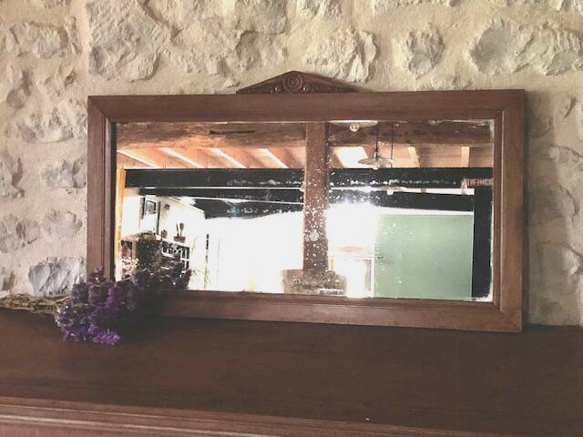 Large Art Deco wooden mirror