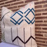 Housse de coussin marocaine blanche faite à la main (45 x 45 cm)