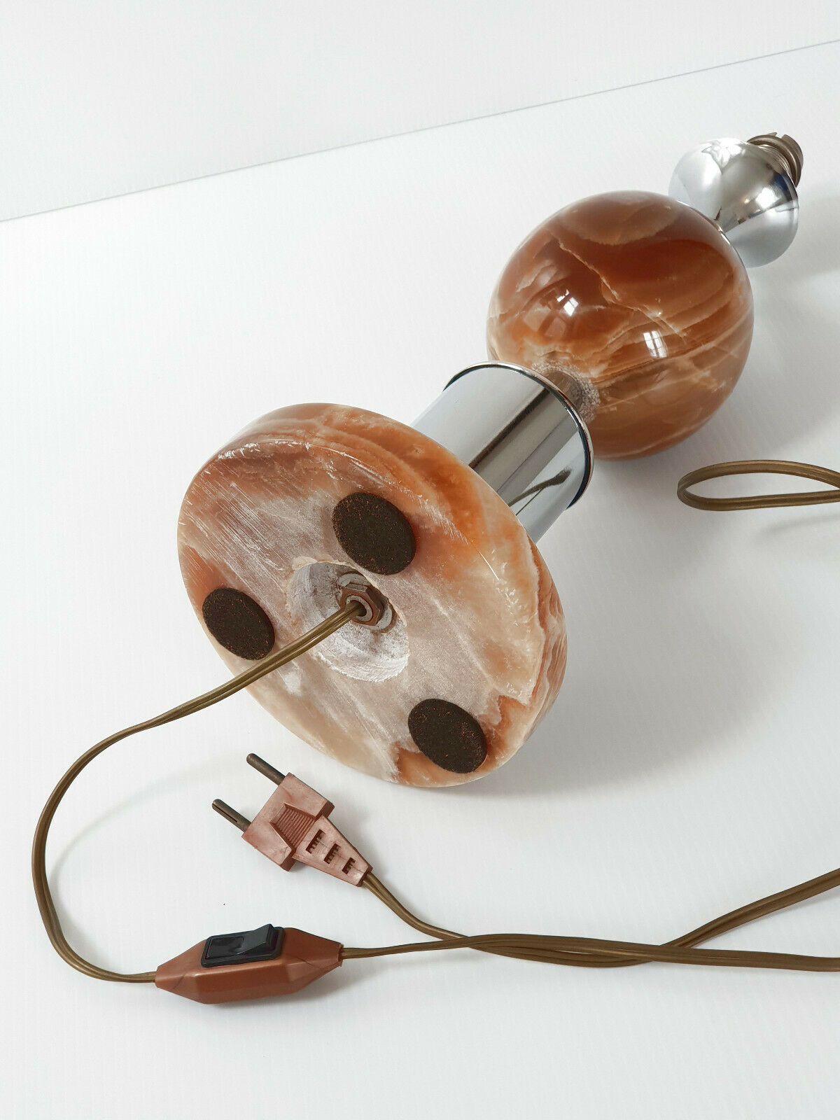 Pied de lampe de table 1970 marbre & chrome